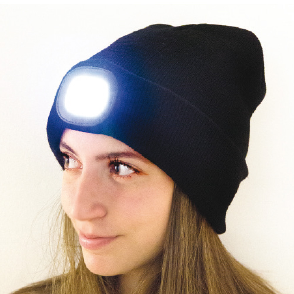 Light up beanie hat - black