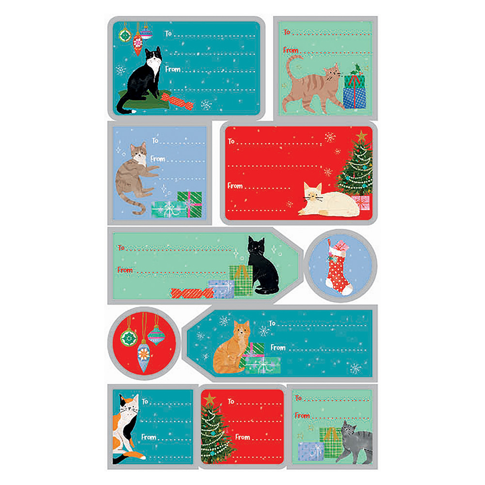 Cute cats Christmas labels