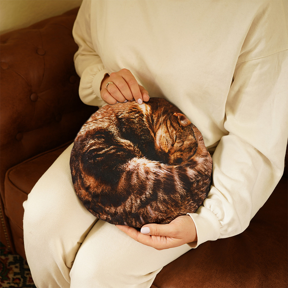 Curled cat hot water bottle