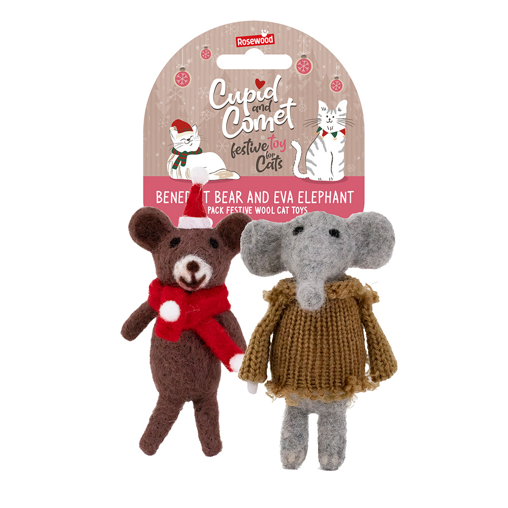 Bear and elephant cat toys