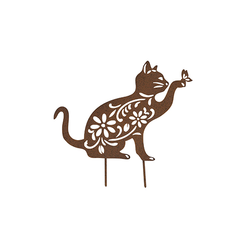 Cat and butterfly garden ornament