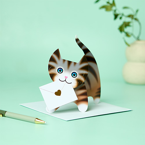 3D card - tabby cat